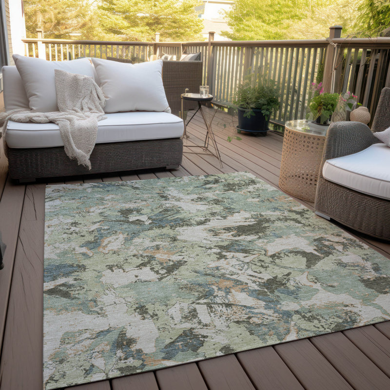 Malek Indoor/Outdoor Area Rug with Non-Slip Backing, Rectangle 3' x 5'
