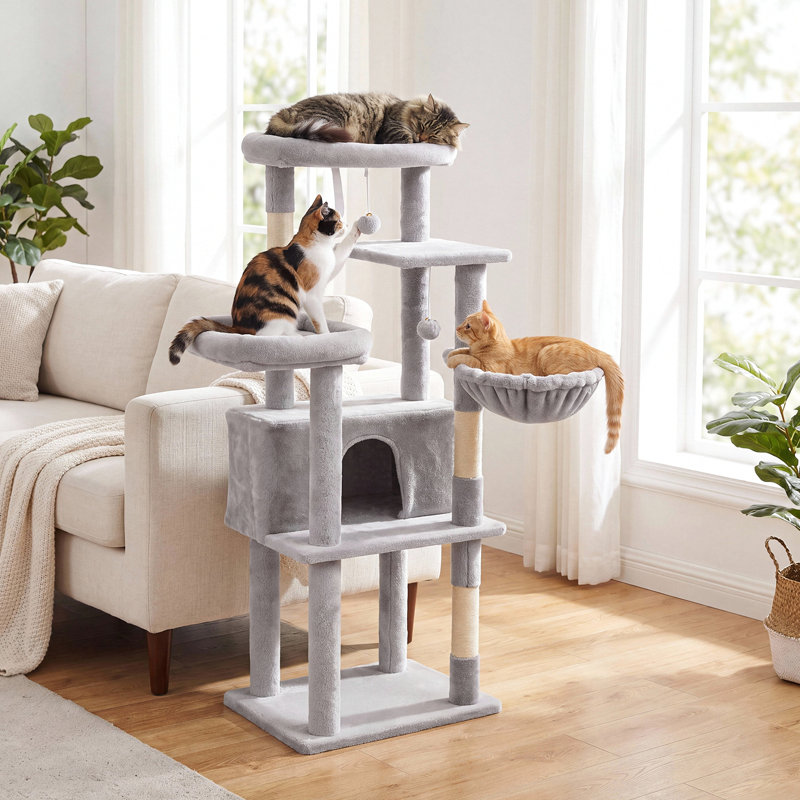 57.1" Multi-Level Cat Tree with Plush Perch, Cozy Condo and Sisal Scratching Post for Small/Medium Cats