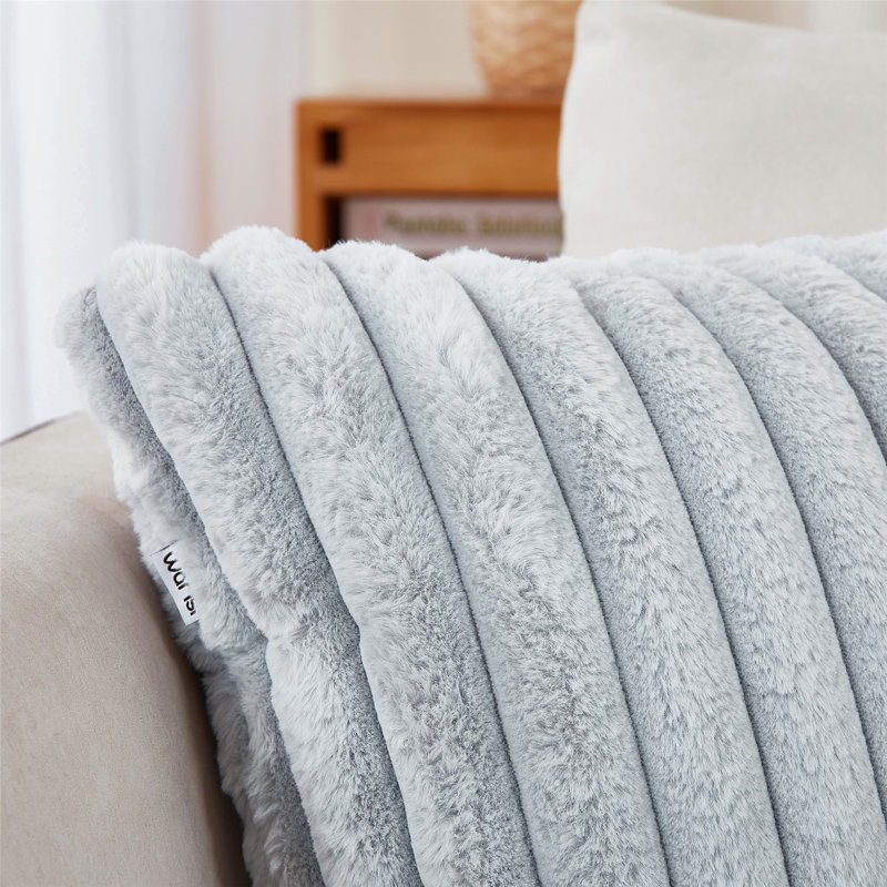 Faux Fur Lines Rectangular Pillow Cover & Insert, Green