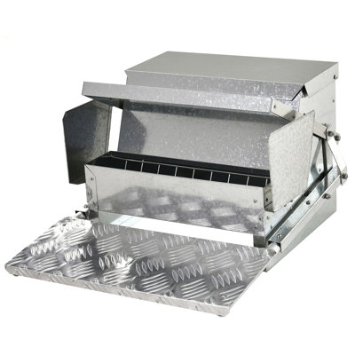 Mangeoire automatique pour poulets Pawhut d'une capacité de 25 lb avec une fabrication en acier galvanisé et en aluminium, conception résistante aux intempéries