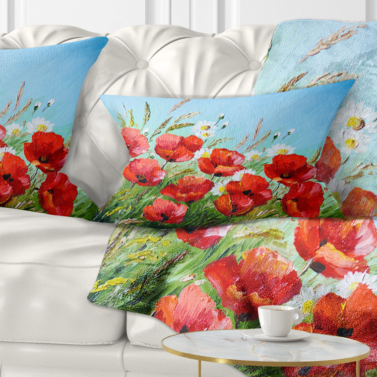 Coussins floral sur le terrain sur un coussin lombaire ciel