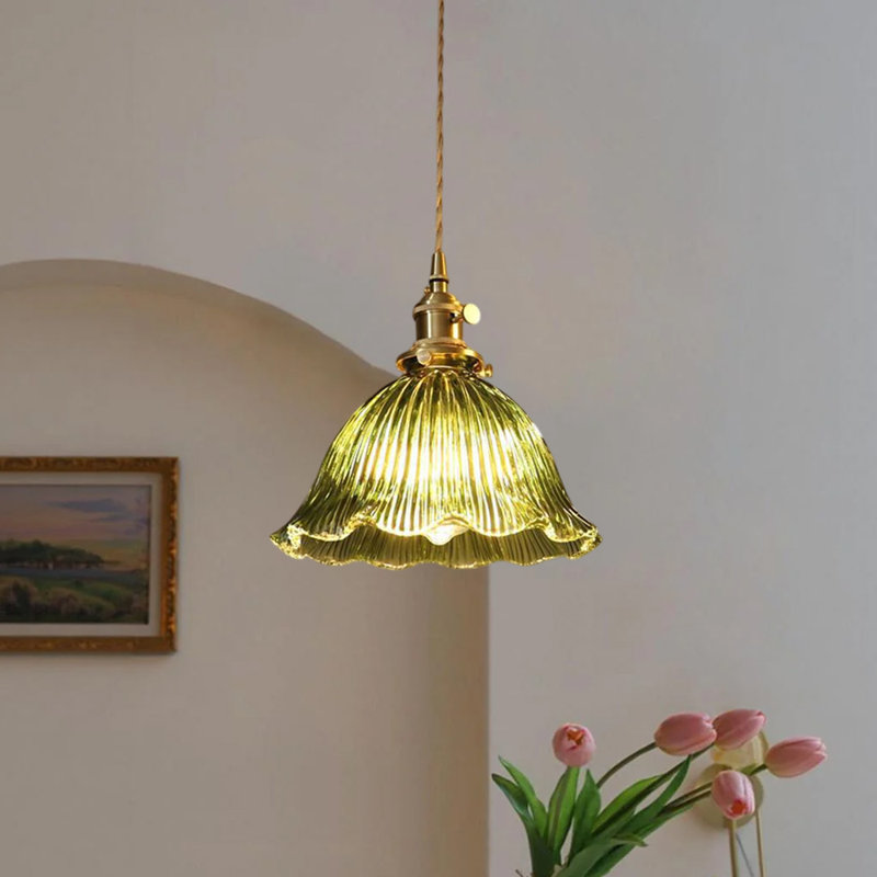 1 - Light Brass Pendant, Green