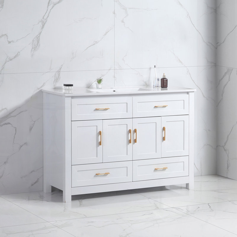Meuble-lavabo 48 po avec lavabo en céramique, Blanc