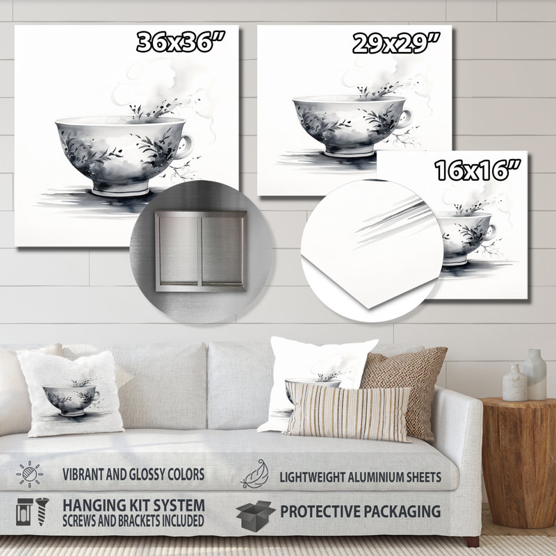 «Chinese Tea Elegance II», art mural en porcelaine, H 29 po x l 29 po