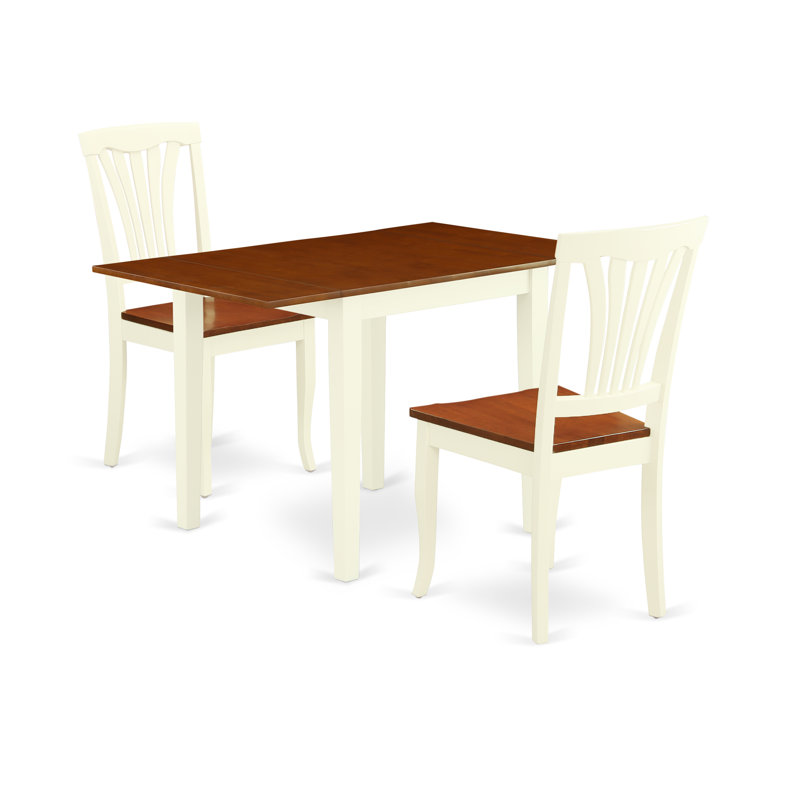 Ensemble de salle à manger 3 pièces pour petits espaces comprenant une table de salle à manger rectangulaire avec Dropleaf et 2 chaises de salle à manger, babeurre 30 po et 48 po