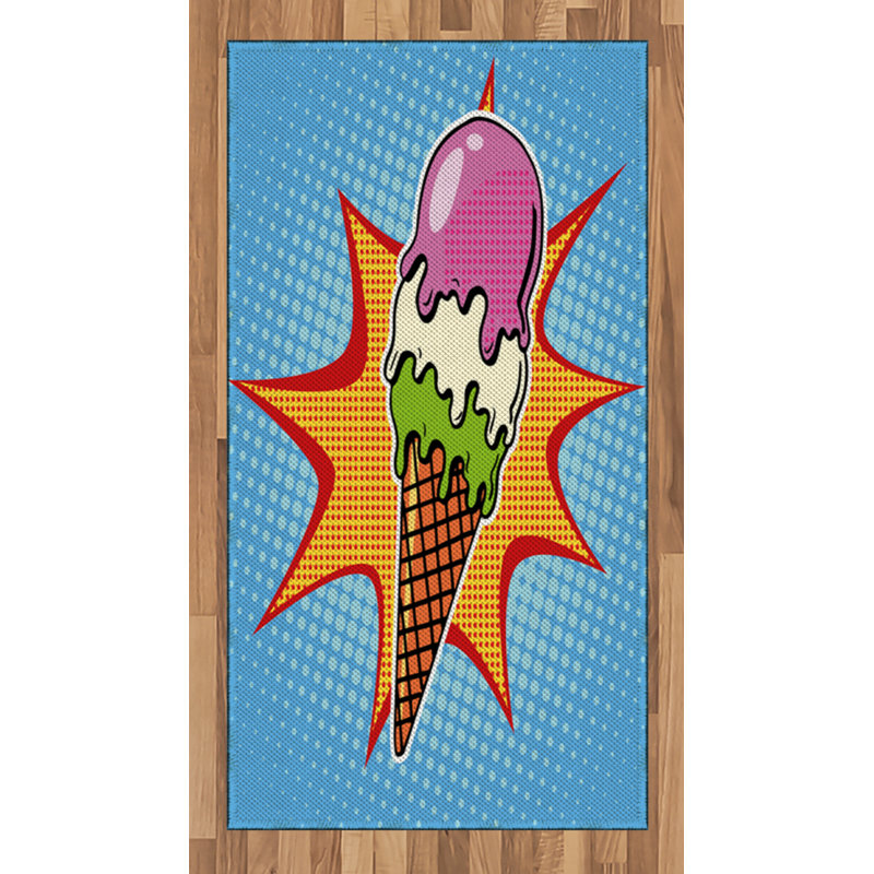 Ice Cream High Density Long Fiber Poly Threads Decorative Area Rug Carpet, Rectangle 2'7" x 5'