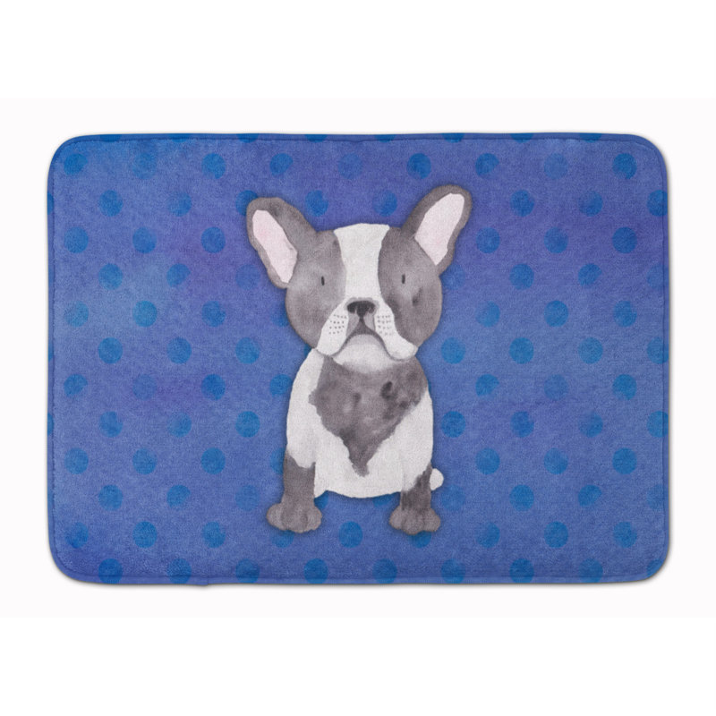 Tapis pour salle de bain en mousse à mémoire de forme aquarelle french bouledogue