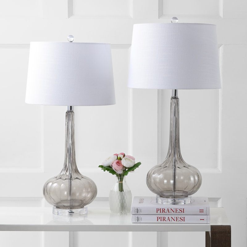 Musselman Glass Table Lamp, Smoke Gray