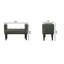 Banc de chambre en cuir vert noyer