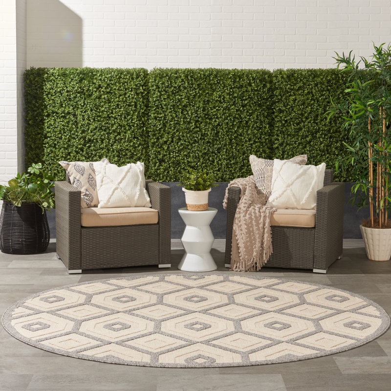 Allesandra Geometric Indoor / Outdoor Rug, Round 7'10"