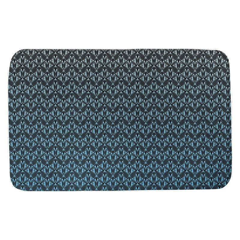 Tapis de salle de bain déco Leffel, l 21 po x L 34 po, Bleu