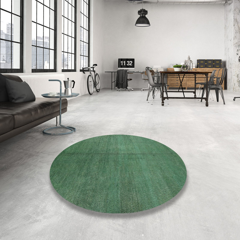 Tapis gris/vert contemporain, Rond 3 pi