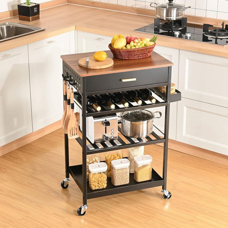 Latitude Run® Kitchen Island Cart with Drawer, Rolling Kitchen Service ...