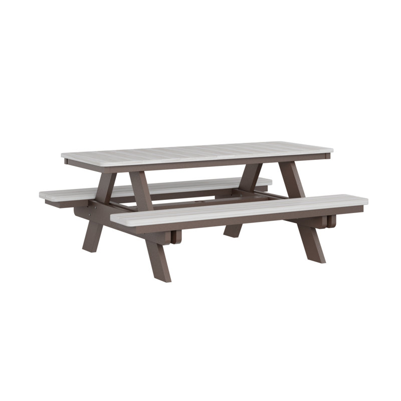 Table de pique-nique rectangulaire Berlin Gardens Ada, Seashell Top/Chocolate Brown Base
