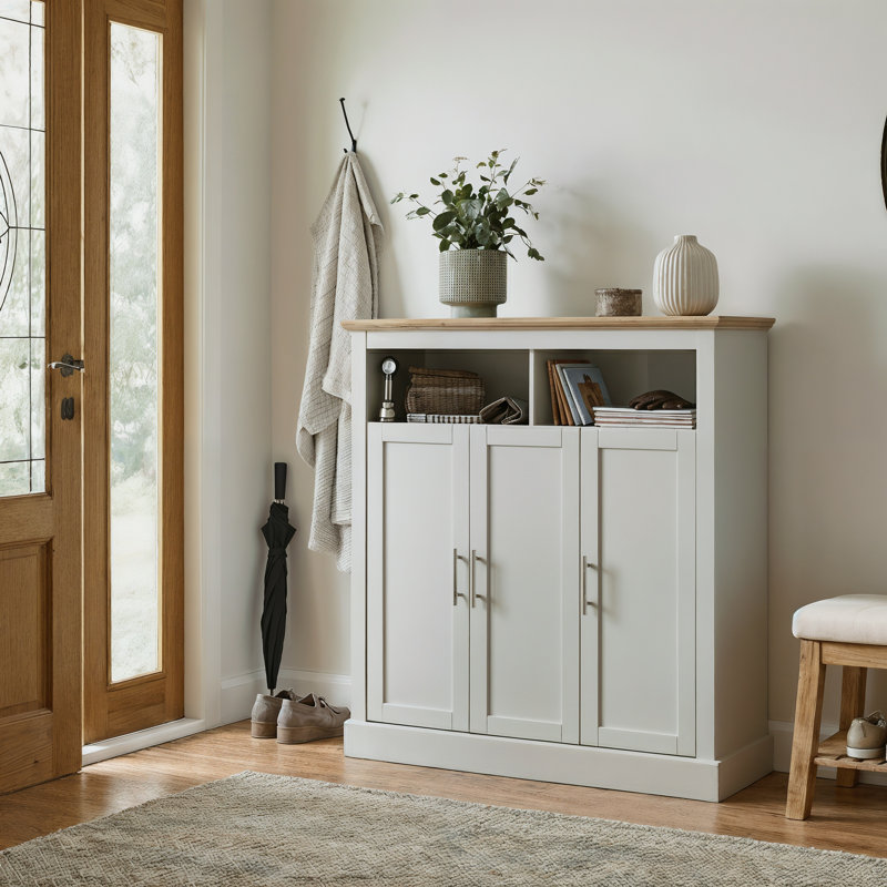 Sufy 3ft 3 Door Shoe Cabinet, Light Grey