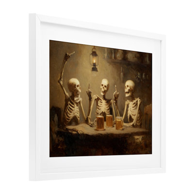 Squelettes buvant à la taverne, reproduction encadrée sous verre, design par Arlington Prints