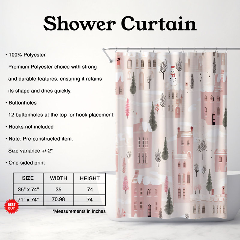Rideau de douche Soft Xmas 92, H 74 po x l 71 po