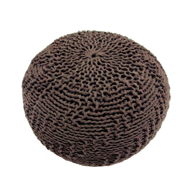 Pouf, Knit Weave, Brown, 20x20x14 Inches, Modern Indoor Outdoor Addition 14” High Brown Weave 20” Wide Deep, Look For Space