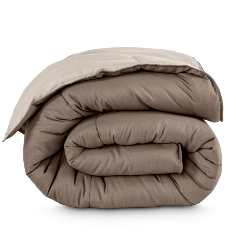 Édredon réversible en microfibre ultra douce de qualité supérieure, Taupe/sable, Édredon grand