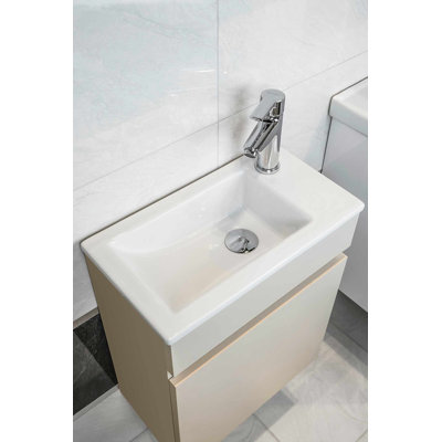 Modern Mink Bathroom Cabinet with Ceramic Basin, 17.7 x 20.9 x 9.8 inches | 100% MDF, No Assembly Required | Includes Mirror (15.7 x 19.3 x 3.9 inches) | Stylish & Functional Storage Solution for Contemporary Spaces