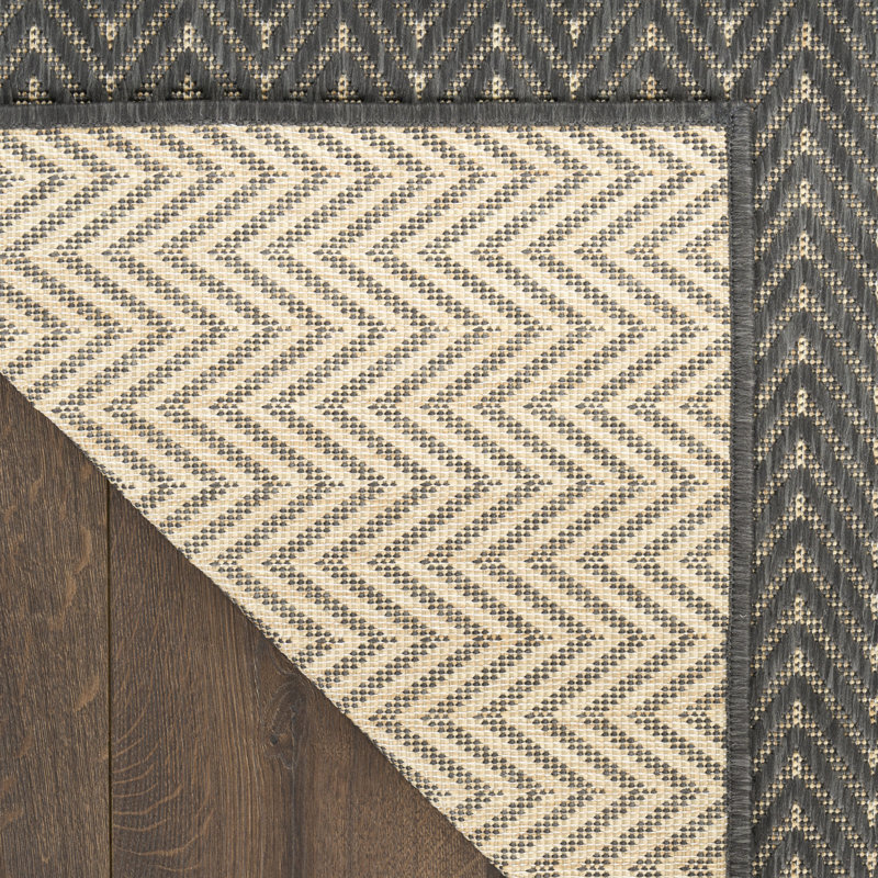 Remmie Black Modern Indoor/Outdoor Rug, Rectangle 9' x 12', Charcoal
