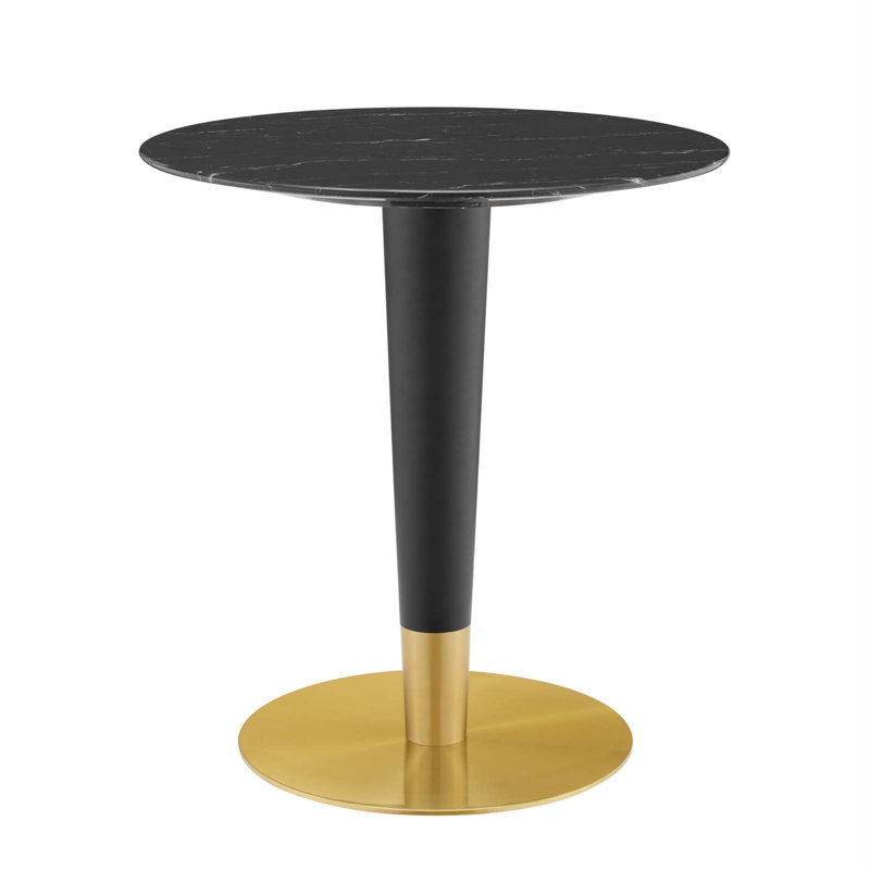 Zinque Artificial Marble Dining Table, 27.5" W x 27.5" L, Black