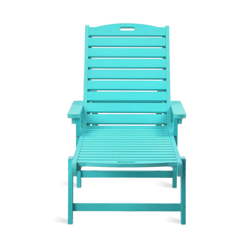 Chaise longue d'extérieur surdimensionnée en plastique avec roulettes et dossier réglable, Bleu Aruba