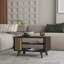 Table basse en wengé et chêne naturel avec rangement ouvert