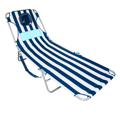 Ostrich The Ladies Comfort Lounger, Foldable Beach Pool Tanning Chair, Stripe