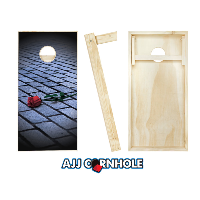 Ensemble de cornhole en bois massif 2 'x 4' avec sacs, Rouge / Noir