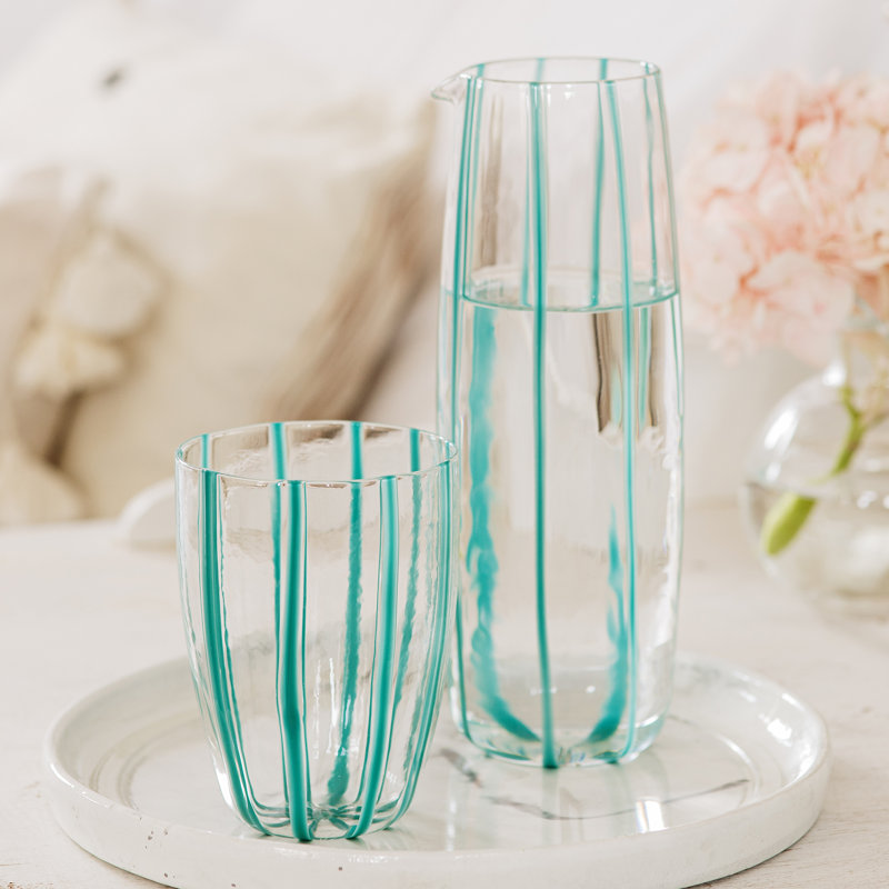 Carafe blanche Nuovo, Blanc / bleu sarcelle
