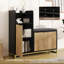 39" L-shaped Shoe Storage Bench With Adjustable Shelves & 2 Flip Drawers-688227493