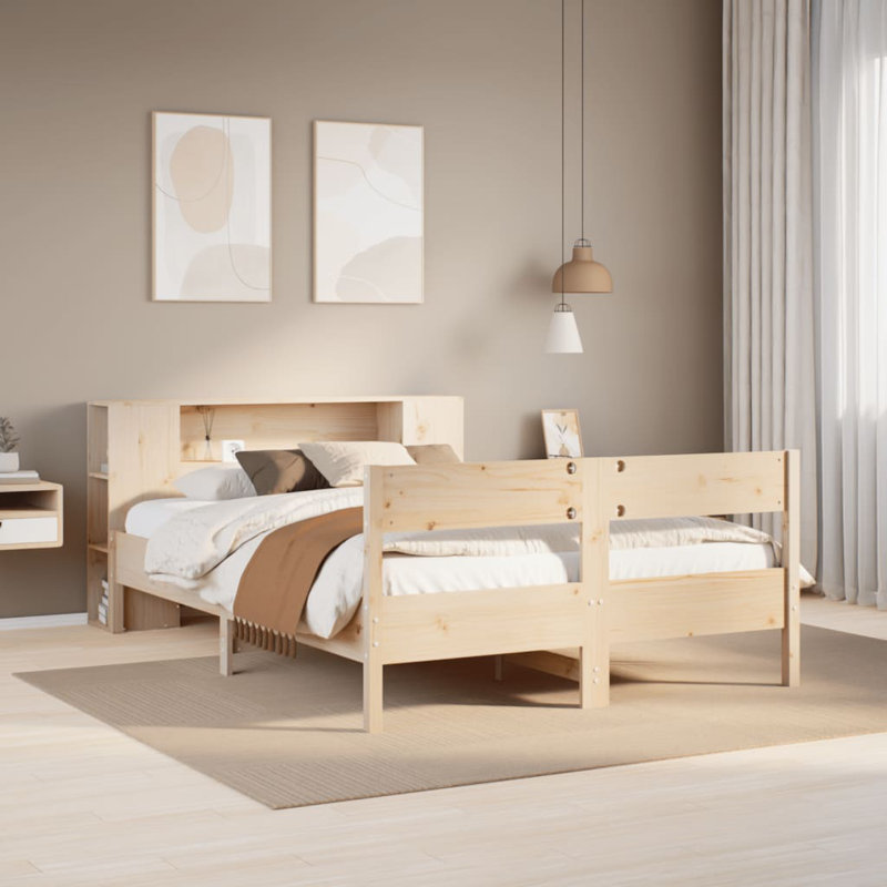Burgas Solid Wood Bed, European Double (140 x 200cm), Brown