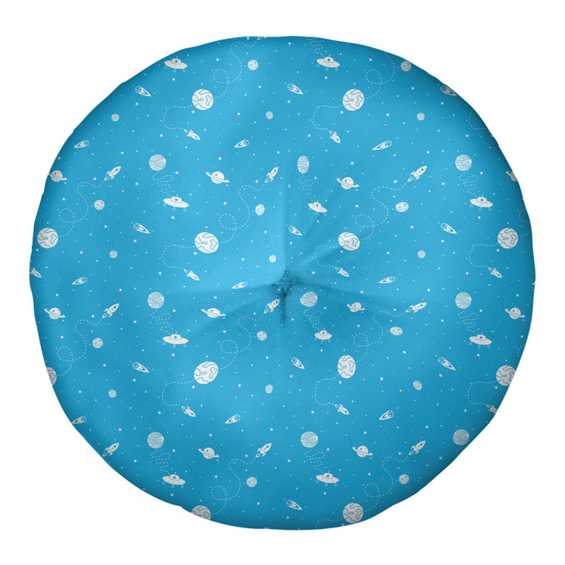 Oreiller de sol touffeté rond Katelyn Elizabeth, 26 po x 26 po, Bleu sarcelle