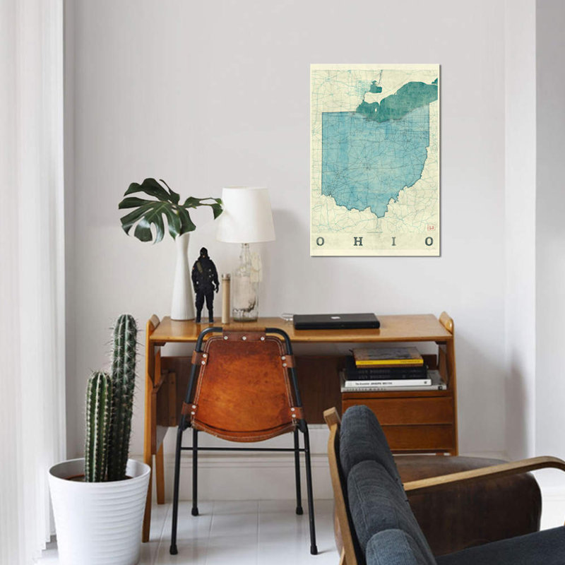 «Ohio Map» par Hubert Roguski - Estampe numérique sur toile tendue avec châssis, H 12 po x l 8 po x P 0,75 po, Toile tendue