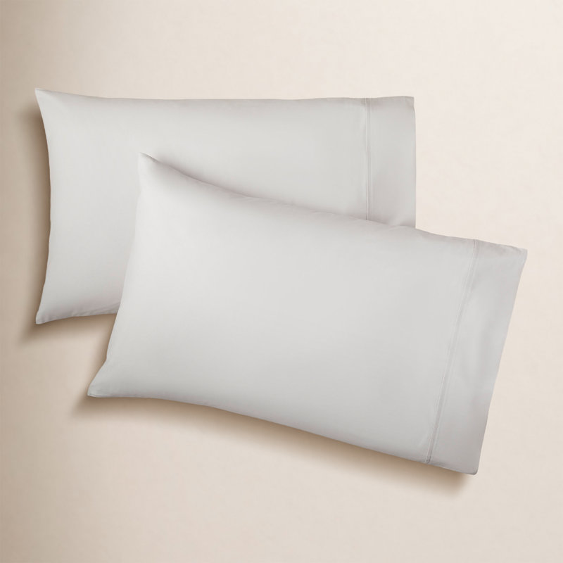 Coyer Classic Cotton Percale Pillowcase Set, Standard - 2 Standard Pillowcases, Soft Gray