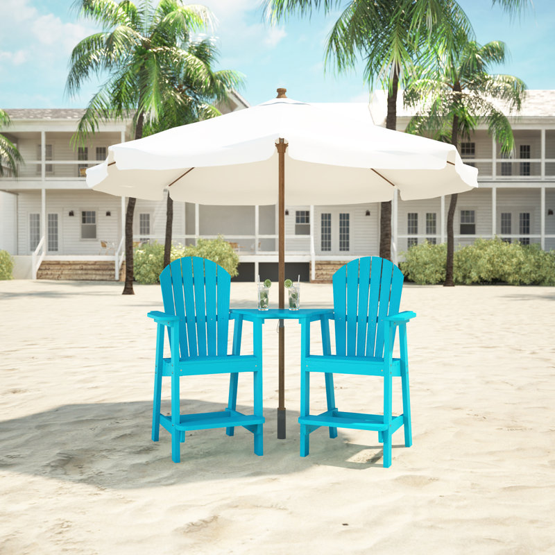 Chaise Adirondack d'extérieur en bois Bronya, Cyan