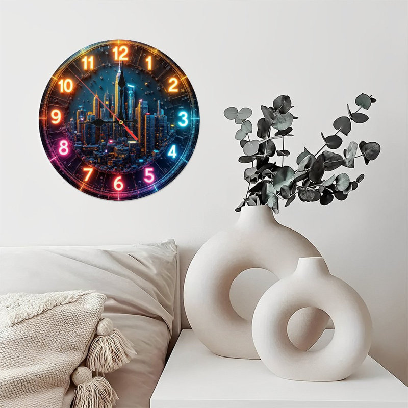 Horloge murale à DEL City Skyline