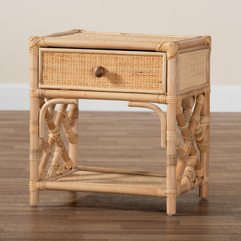Carthers 19.7'' Tall 1 - Drawer Rattan Nightstand in Natural Brown
