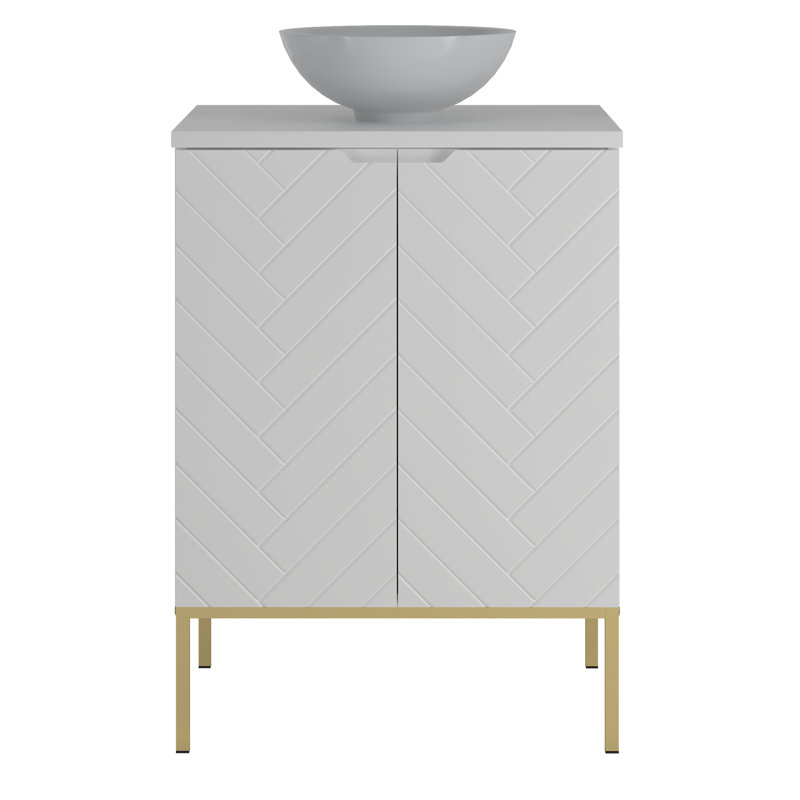 Ailyne 61mm Bathroom Vanity with Basin, White/Gold