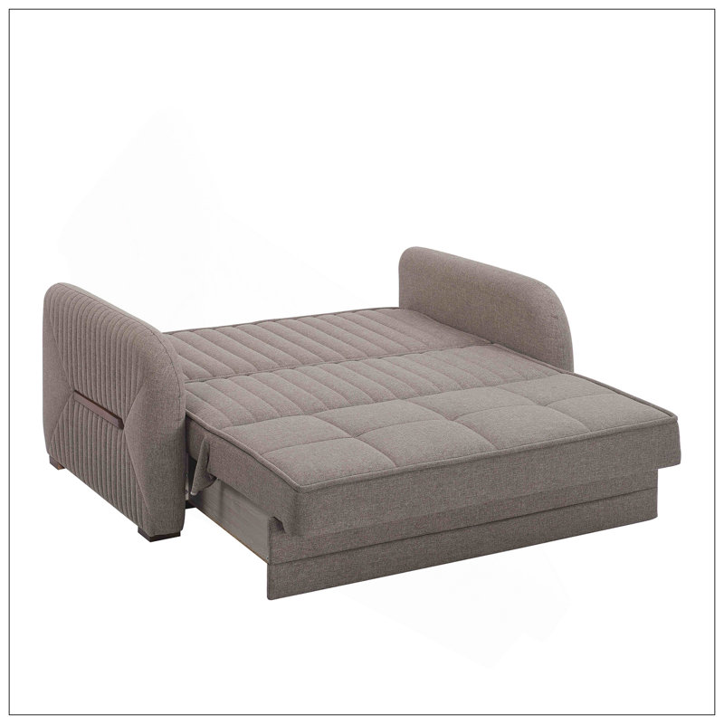 Causeuse convertible rembourrée avec rangement, Chenille beige