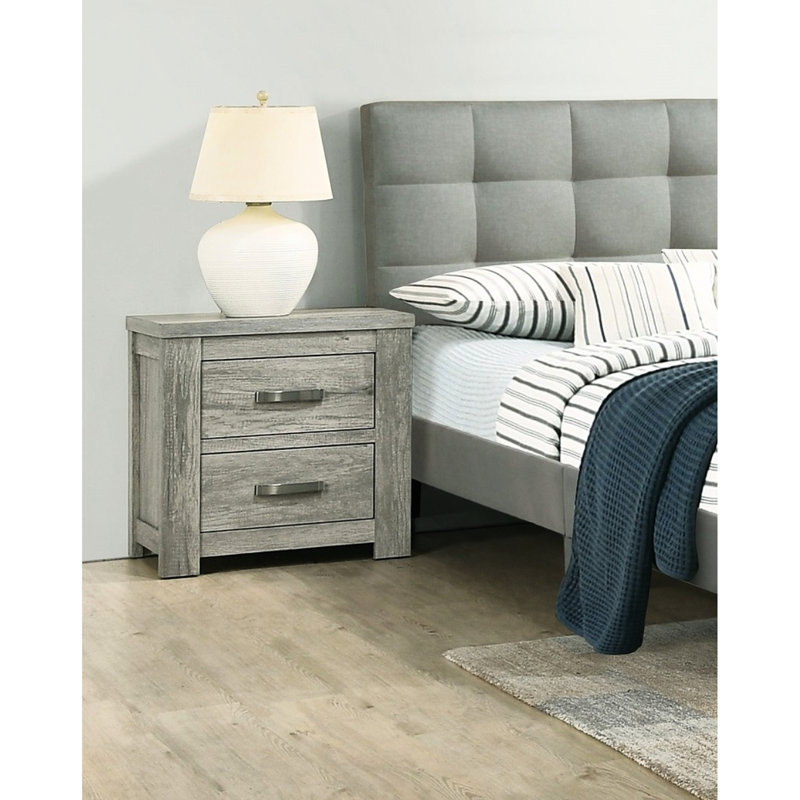 2 Bedroom Bedside Table, Rustic Grey Design Stand, Decoration
