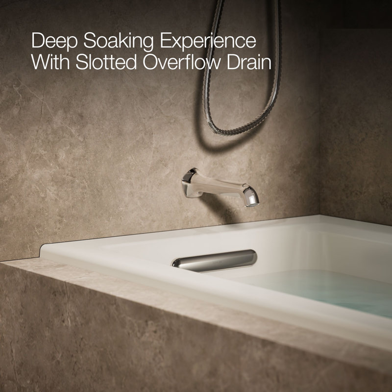Archer® 60-in X 30-in Alcove Heated Bubblemassage Air Bath with Left-hand Drain, Left, Biscuit