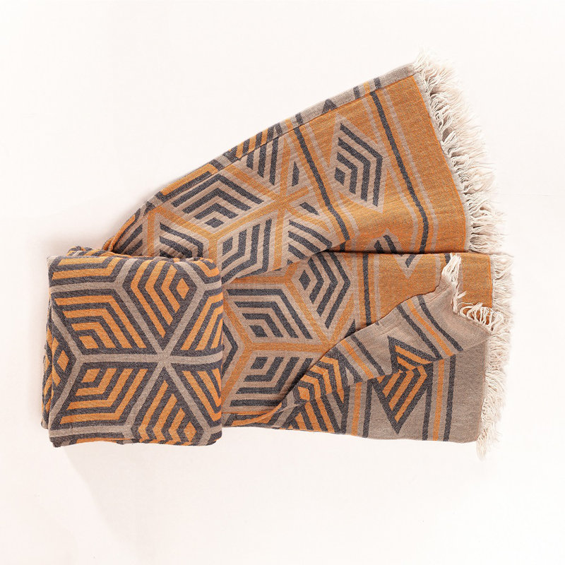 Lathan Throw Blanket, Marigold Orange, W222 x L245cm