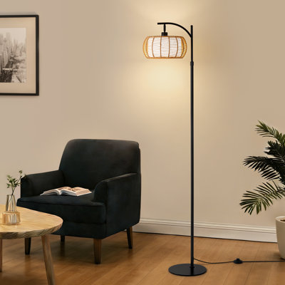 71'' Arched/Arc Rattan Floor Lamp