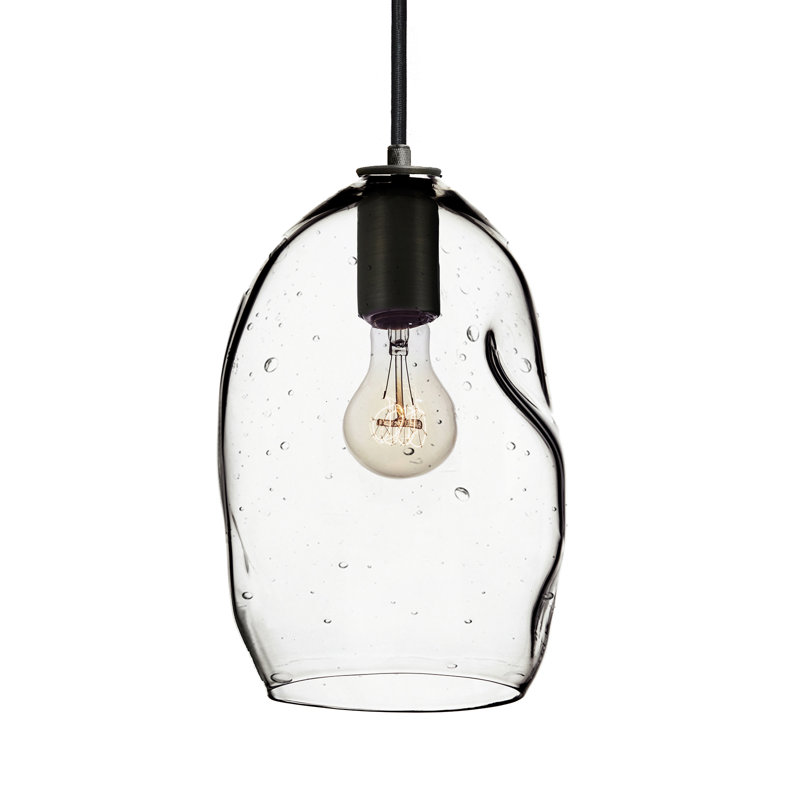 Luminaire suspendu géométrique simple à 1 lumière Bubble, Noir mat, Ampoule DEL