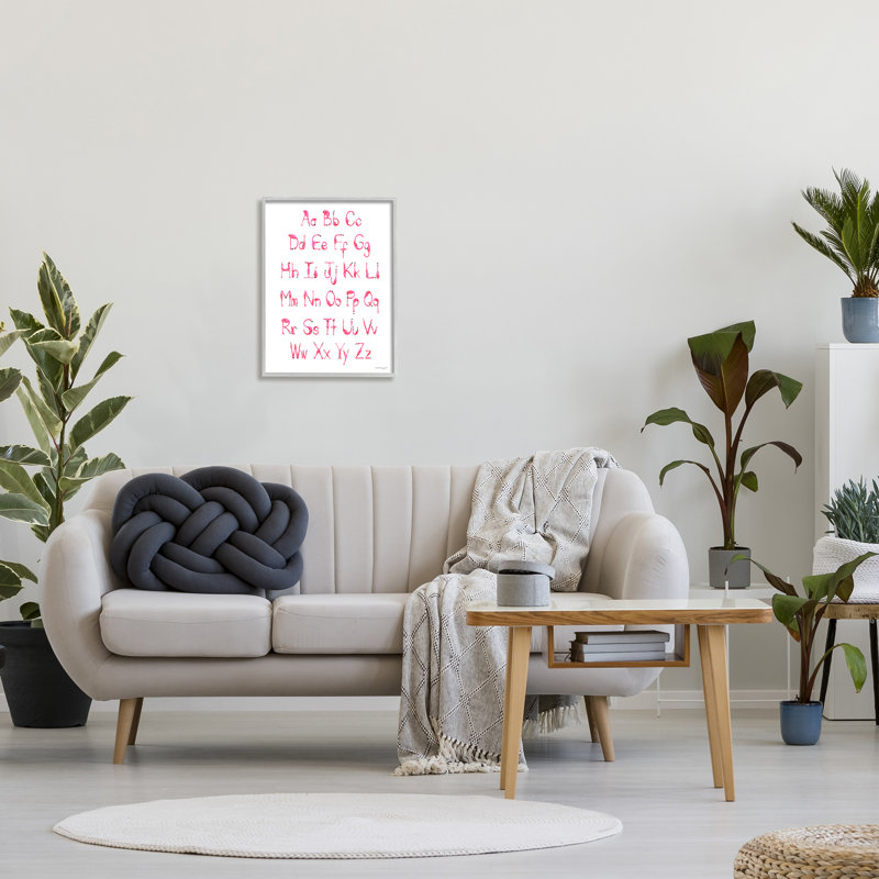 Flamant rose en forme d'alphabet, typographie rose, giclée, ensemble d'art texturé par Amelie Legault, L 16 po x H 20 po