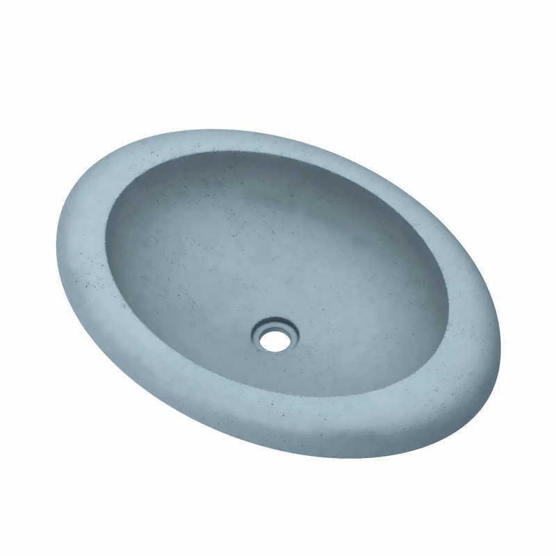 Cuyama Slate Stone Handmade Oval Drop-In Bathroom Sink, Ocean