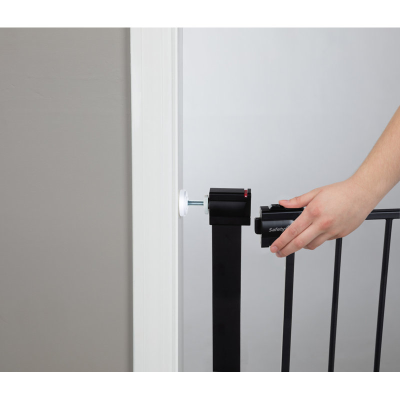 Black Adjustable Metal and Plastic Walk-Through Baby Gate