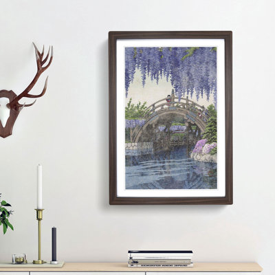 Wisteria at Kameido by Hasui Kawase - Framed Print